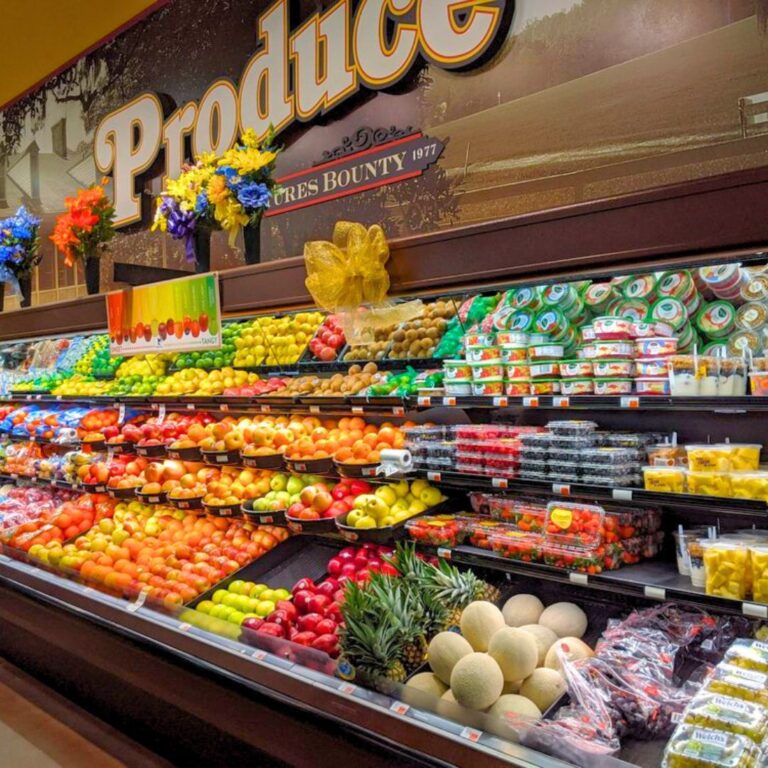 A produce display at Audubon Market