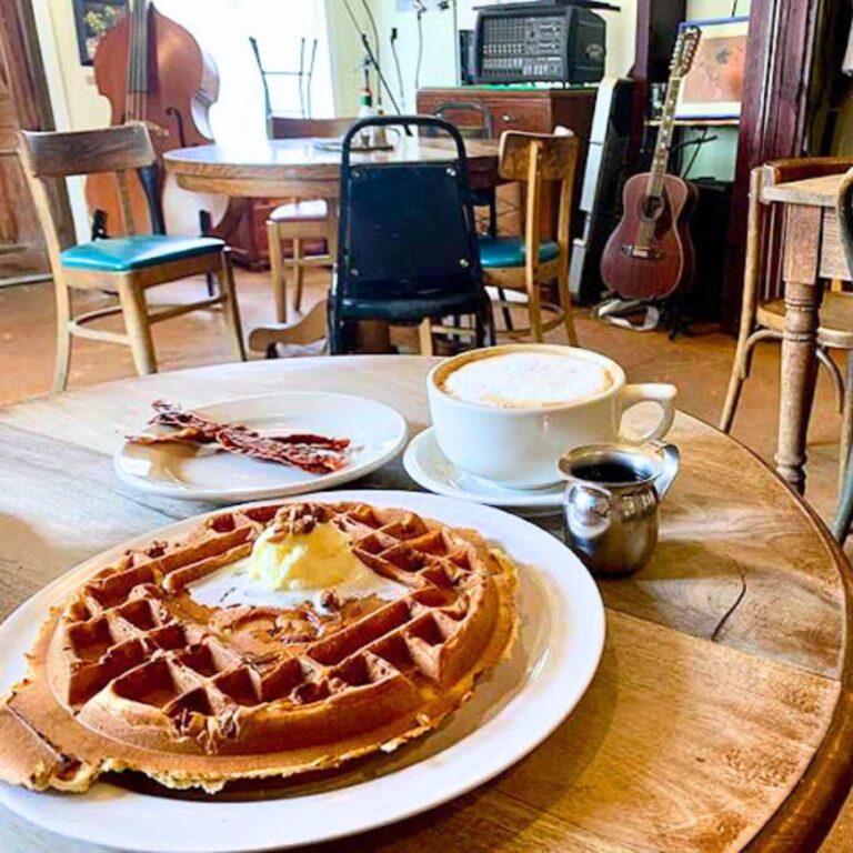 Waffles and coffee from Birdman Coffeehouse & Eatery