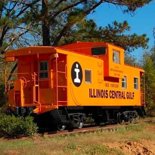 Yellow train on the West Feliciana Railroad