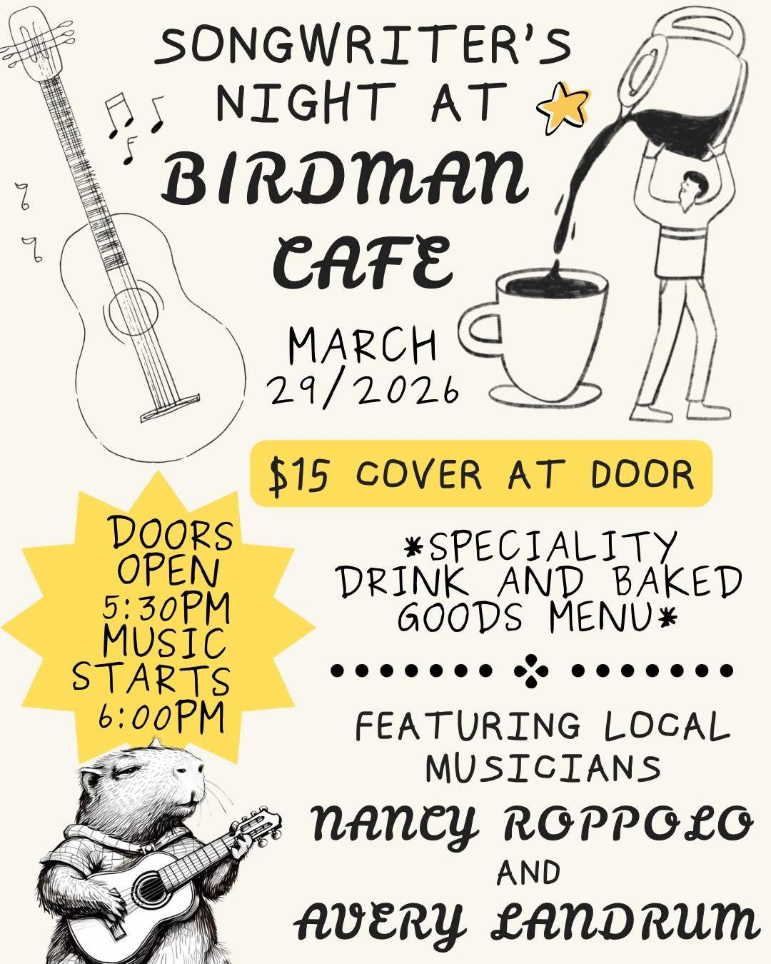 Songwriter's Night at Birdman