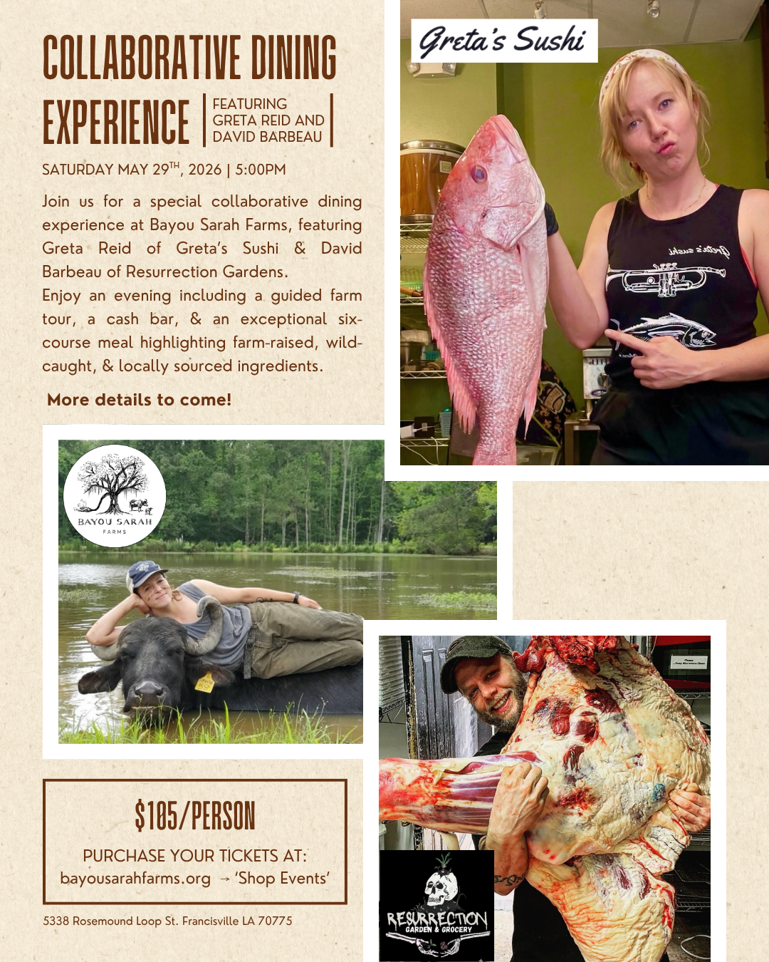Bayou Sara Farms Collaborative Dining Experience